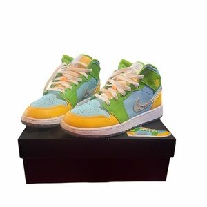 Jordan Kids Sneakers in Blue, Green, and Yellow